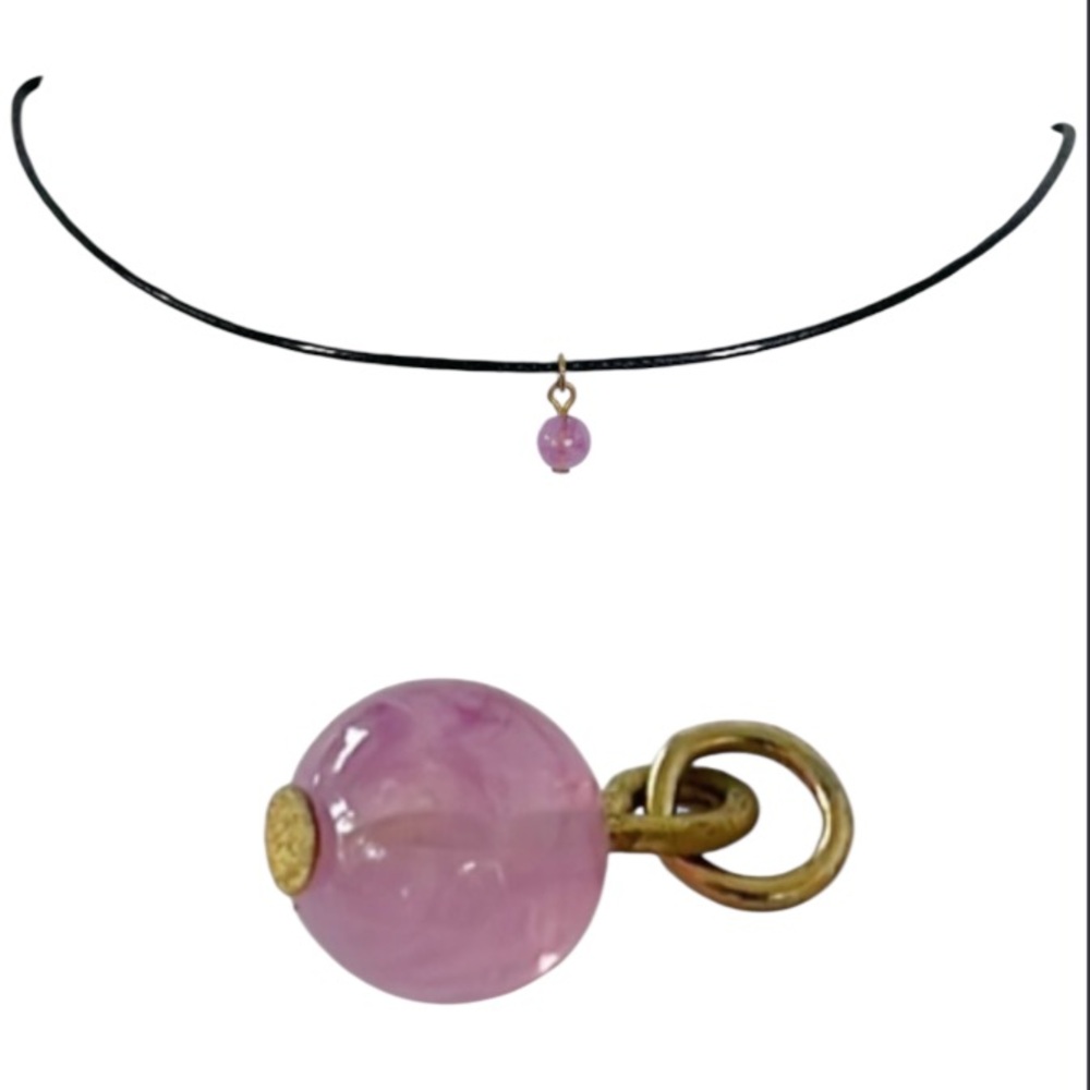 Handmade vintage light purple dainty bead pendant charm choker necklace